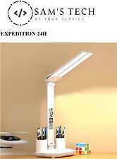 Lampe LED de Bureau rechargeable avec Horloge, Température et Double Tête