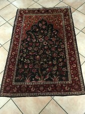 tapis ancien persan laine et soie oiseaux et fleurs