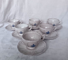 6 tasses à thé ou café en faïence Henriot Quimper décor fleurs de Lys Bleu