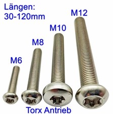 Vis à Tête Bombée Torx M6, M8, M10, M12 30-120mm Inox A2 V2A VA din Iso 7380