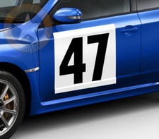 2 X PLAQUES FOND BLANC POUR NUMEROS RALLYE COURSE AUTOCOLLANT STICKER NU010-1