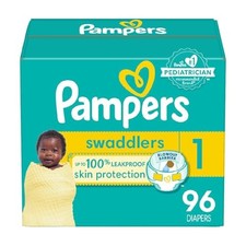 Pampers Swaddlers Couches - Taille 1, 96 Comte, Ultra Doux Jetable Bébé Couches