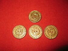 Lot 4 grands boutons anciens métal dorure décor monnaie écu royal fleur de lys