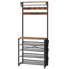 Porte-Manteau, Vestiaire 3-en-1, Meuble Entrée avec Étagère à Chaussures, Éta...