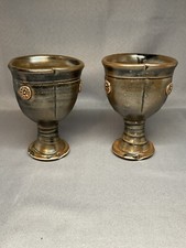 COUPE EN GRÈS ÉMAILLÉ SIGNÉ ORTEGO , CALICE , VERRE À L’ANTIQUE , CÉRAMIQUE