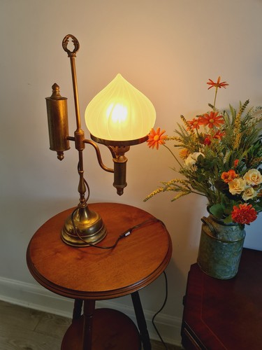 Antique brass table - brass, oil