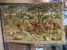 très Grande Tapisserie tissée An 1950 scène de chasse ? chien cavalier chevaux