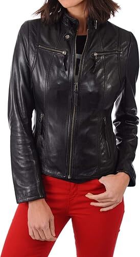 Veste cuir noir pour femme - veste, en