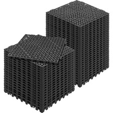 VEVOR 50PCs Dalles de Jardin Piscine 30x30x1,5 cm Dalle Clipsable Ajourée Noir
