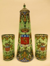 AIGUIERE VERRE EMAILLE BLASON