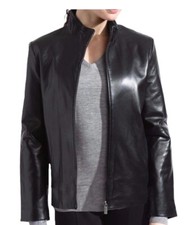 Veste en cuir véritable noir