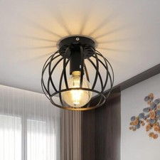 Plafonnier Industrielle E27 Lampe Rétro Luminaire Noir Taille: 19*19*16 cm