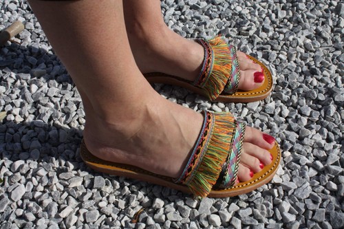 Sandales cuir noir camel - sandales,
