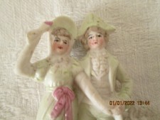 ANCIEN COUPLE POUPEE miniature biscuit xixème TEE PUPPEE  DOLL COUPLE biscuit