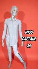 Miss Captain Taille 36  chemise manches longues blanc gris bleu blouse