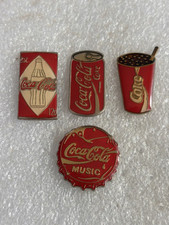 lot 4 x Pin’s coca cola coke music bouteille canette verre pin signé lto esso