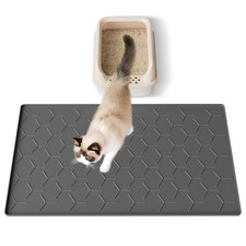 Kaxionage Tapis de litière pour chat en silicone imperméable sous la litière