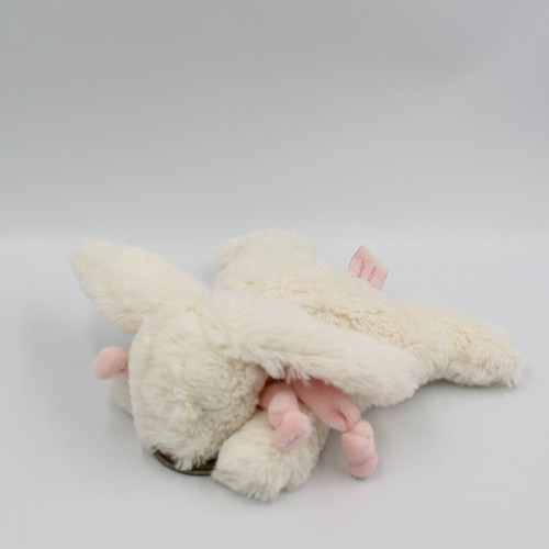 Doudou lapin blanc rose tout