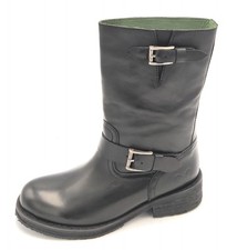 Felmini E034 Bottine Cuir Noir Double Sangle de Talon 3cm Fond Caoutchouc 5/6