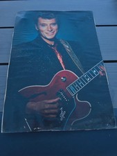 Poster rigide Johnny Hallyday vintage – Guitare rouge – Année 84