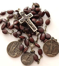 chapelet graines relique médaille crucifix ancien rosary relic medal crucifix