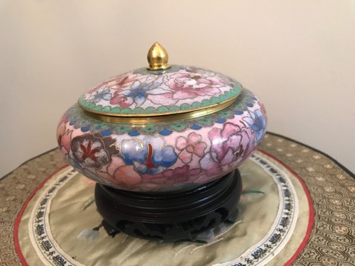 Cloisonne bonbonniere pot - cloisonne,