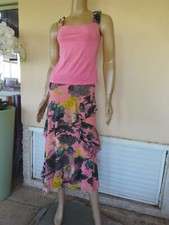 SUPERBE JUPE KENZO LONGUE ASYMETRIQUE COLOREE + TOP ASSORTI T 38/40