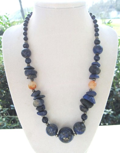 Lapis lazuli beaded necklace - lapis,