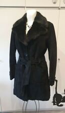 Beau manteau croûte de cuir noir taille 40