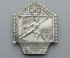 German Large Antique Brooch. Man, Sport. Gymnastic Contest 1924. Landau Pfalz.