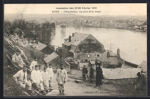 Cpa givet inondation vue - givet,, l´inondation,