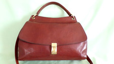 SAC " TEXIER" a main, bandouliere  cuir lisse  MARRON-bordeaux  VINTAGE
