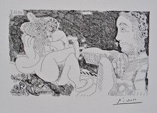 Pablo PICASSO : Amour champêtre,  LITHOGRAPHIE érotique signée