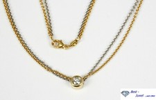 Pendentif Classique Avec Chaîne 42 Cm. Brillant 0,26 Carat, Tw. Si, Or 585