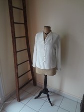 42 44 CHEMISIER ECRU TUNIQUE TOP HAUT VESTE TEE SHIRT BOLERO ROBE JUPE COL V ++ 