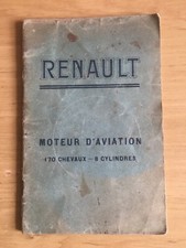 RARE NOTICE TECHNIQUE MOTEUR D'AVIATION RENAULT  170 CV 8 CYLINDRES