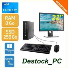 PC Bureau Complet avec Écran 22 pouces - Intel Pentium - 8 Go RAM - 256 Go SSD -