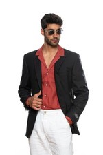 Veste Blazer En Laine Noire BELVEST Super 120's 44 US / 54 EU 6R