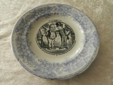 Ancienne assiette en faïence de Gien Le Langage des Fleurs caricature N° 1 1875
