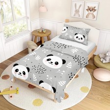 Parure de Lit 90x190 Enfant - Panda Housse de Couette 90x190 et Taie d'oreill...