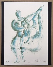 Lithographie Epreuve d'Artiste Bernard Jobin Portrait Femme Danseuse Voile XXe