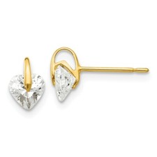 14k or Jaune Enfants Cz Coeur Post Boucles D'Oreilles 7mm x 5mm Madi K Bijoux