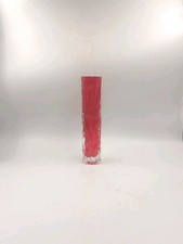 Vase Rouleau Verre Granité Givré Rouge Ingrid Glass Vintage Années 60 Sommerso