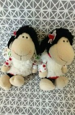 Doudou peluche mouton  Jolly Lynn  beige  blanche rose Nici neuf 20 cm lot de 2