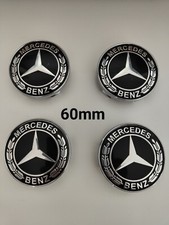 LOT 4 Caches Moyeu Emblème Mercedes Logo Jantes Centre Roue Noir 60 mm