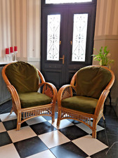 Paire de fauteuils en osier