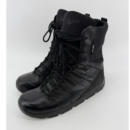 Black leather tactical boots - leather,