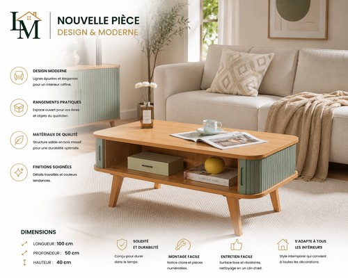 Table basse design scandinave - basse,