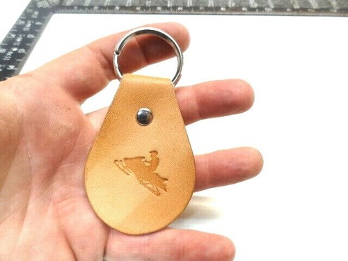 Leather keychain with - leather,