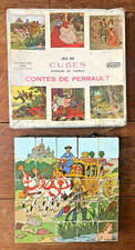 Ancien puzzle jeu cubes bois et couleurs Contes Perrault Edition Vera COMPLET.